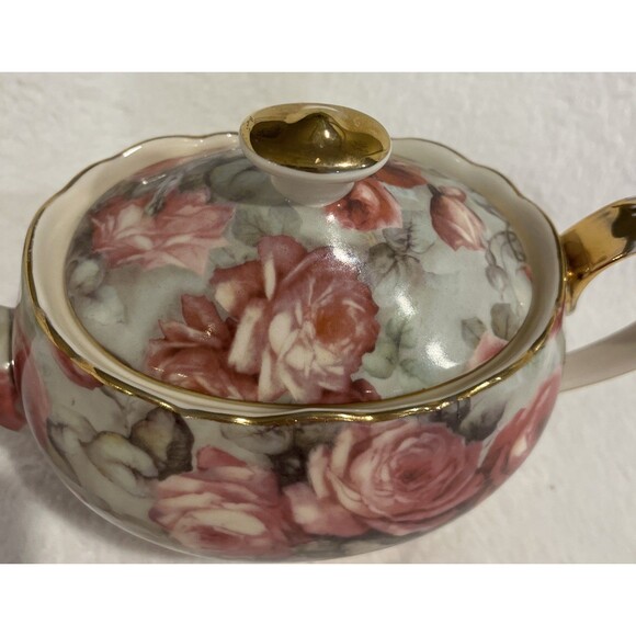 Coastline Imports ~ Peppertree Tea Ware ~ Fine Porcelain Tea Pot Pink Roses - Picture 4 of 9